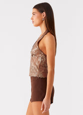 Reyce Sequin Top - Tan